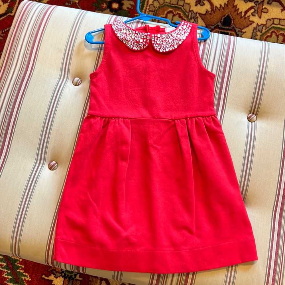 Jcrew crewcuts holiday dress with embellished crystal collar